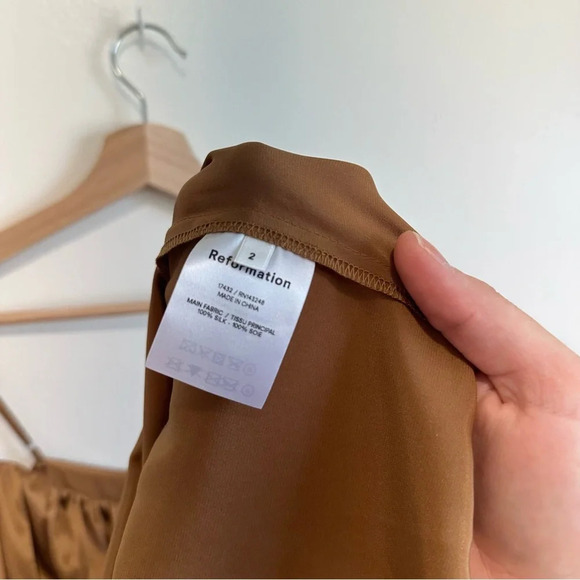 Reformation Mezcal mini dress Butterscotch size 2 100% silk! - Picture 5 of 8